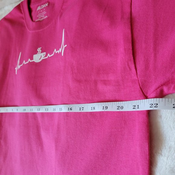 Coffee Heartbeat Print Crew Neck T-Shirt - Picture 4 of 7